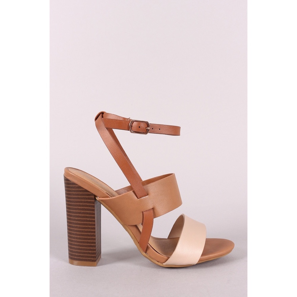 BAMBOO | NEW Strappy Brown Chunky Heels